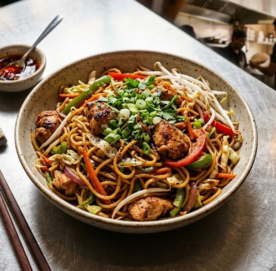 Chicken chow mein at Fortune Cooking Chinese Restaurant near Polo Park, Winnipeg